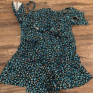 One piece swimsuit black white and light blue